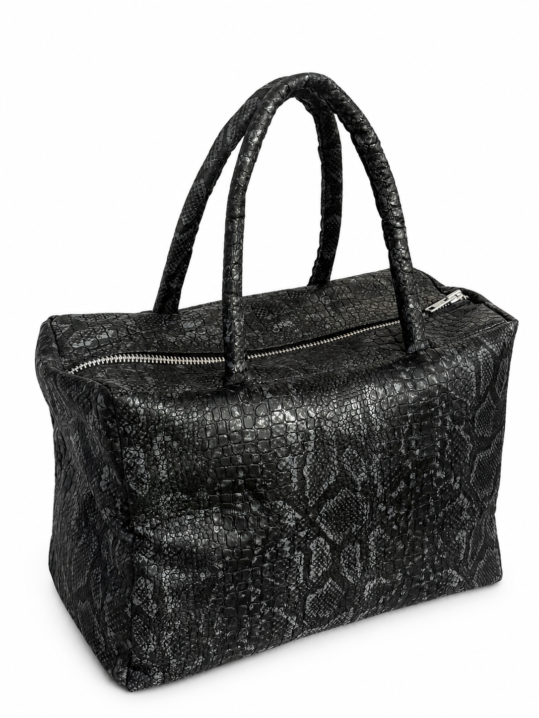 BLACK REPTILE DUFFLE BAG