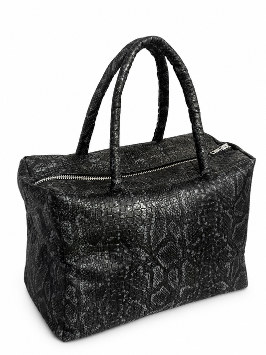 BLACK REPTILE DUFFLE BAG